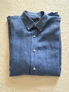 NWT Daniel Cremieux Blue Button-Down Linen Shirt - Men's